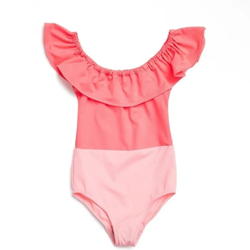 Charming Coral Kids Swim One Piece by Petite Hailey